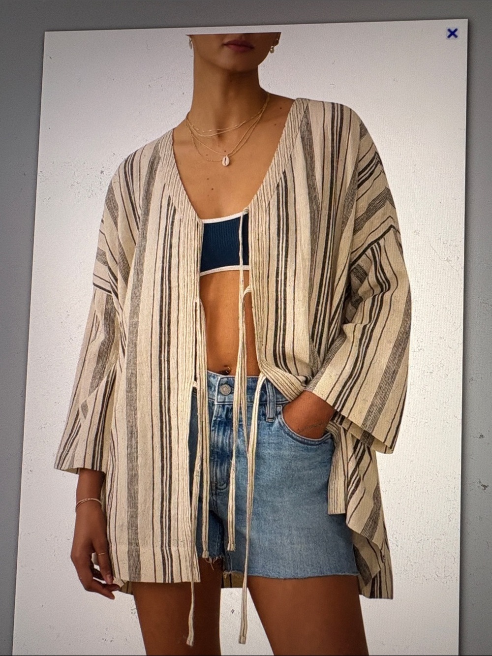Faherty Rip Tide Sandy Mixed Stripe Cover up XL